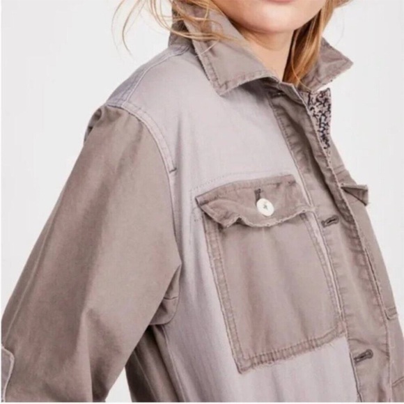Free People apollo utility patchwork jacket shacket lilac skies army Small army - Picture 7 of 13